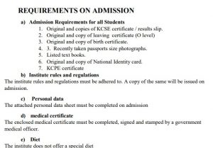 Chuka TVC Admission Requirements